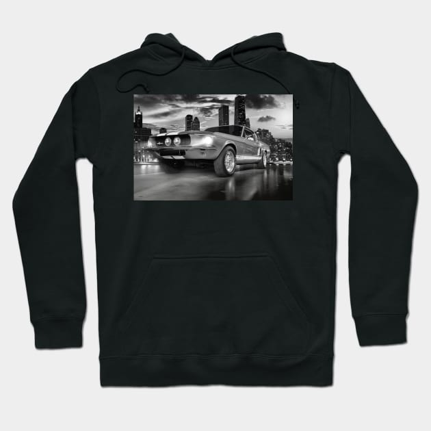 GT 350 Shelby Mustang, Black and White Hoodie by hottehue